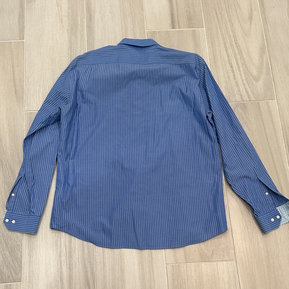 Ben Sherman Large 16.5 34-35 Blue Striped Button Down Shirt - Picture 8 of 10